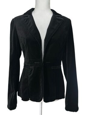 White House Black Market / Black Velvet Blazer / Rhinestone Buttons / Size 4